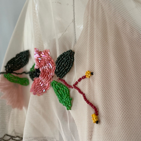 zara Floral Embroidered mesh beaded Dress - Picture 8 of 14